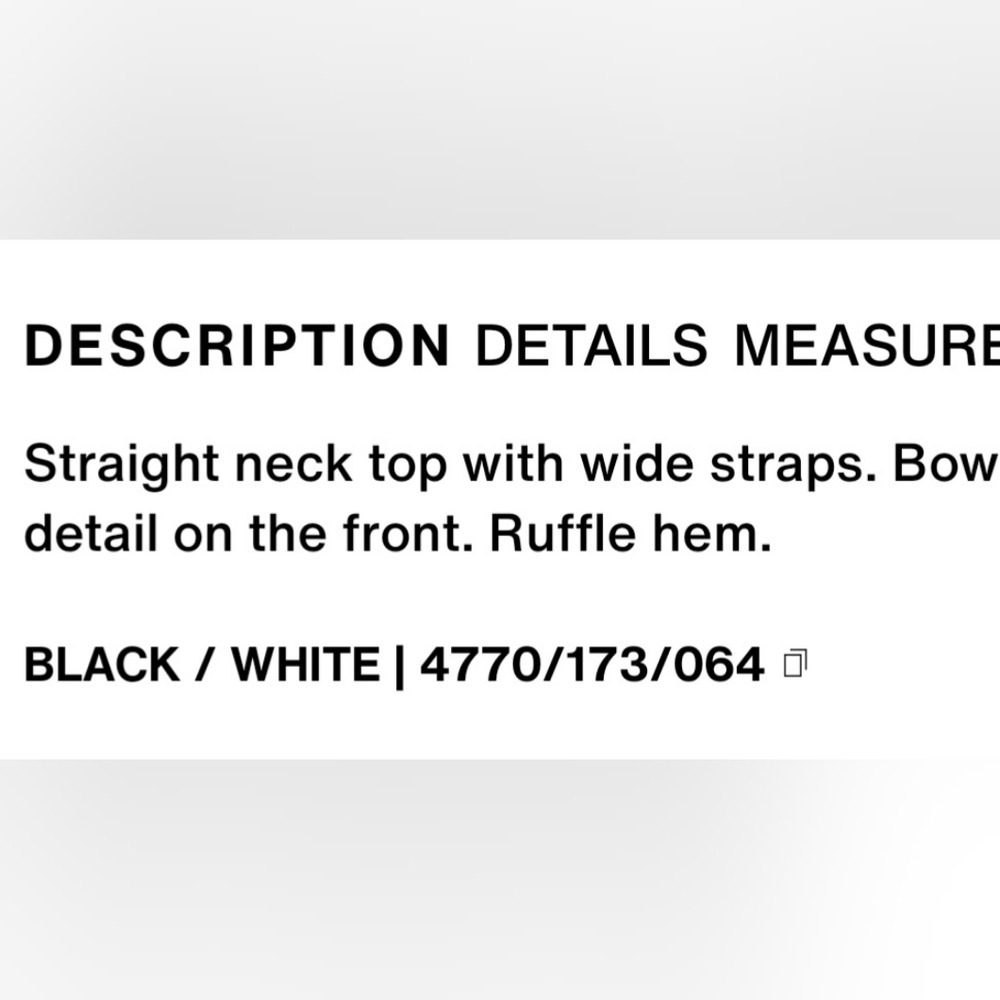 Zara Women White Ribbed Knit Peplum Camisole Top Black Bow Trim Medium 4770/117 - Picture 10 of 10